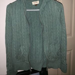 Green knitted jacket